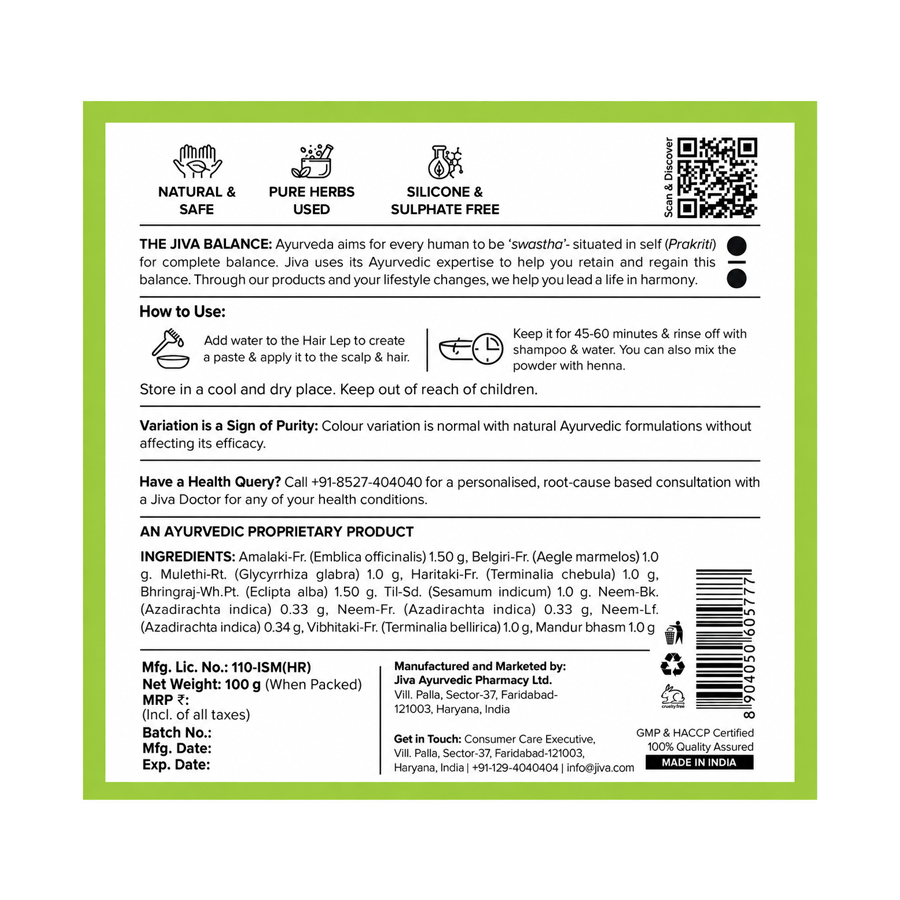 Jiva Ayurveda Hair Lep - Natural Ayurvedic Hair Mask
