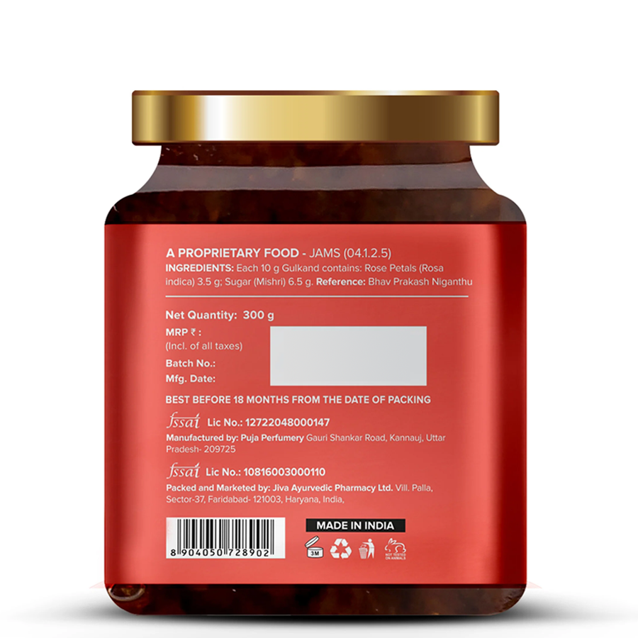 Jiva Ayurveda Gulkand - Sun-Cooked Indian Chaitri Rose Petal Preserve
